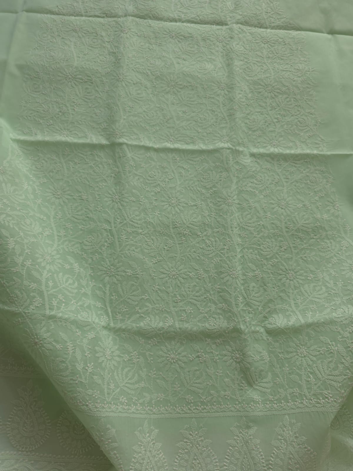 Mint Green Cotton Fine work chikankari jaalwork kurta fabric