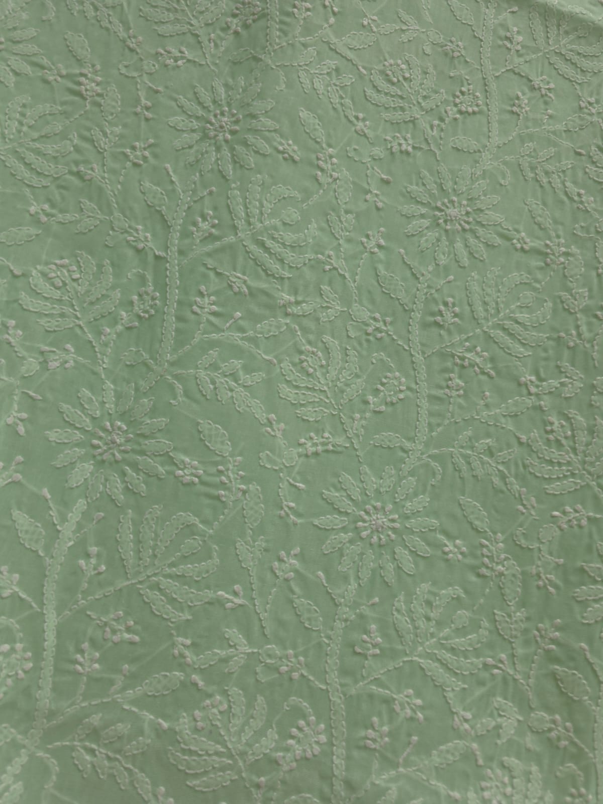 Mint Green Cotton Fine work chikankari jaalwork kurta fabric