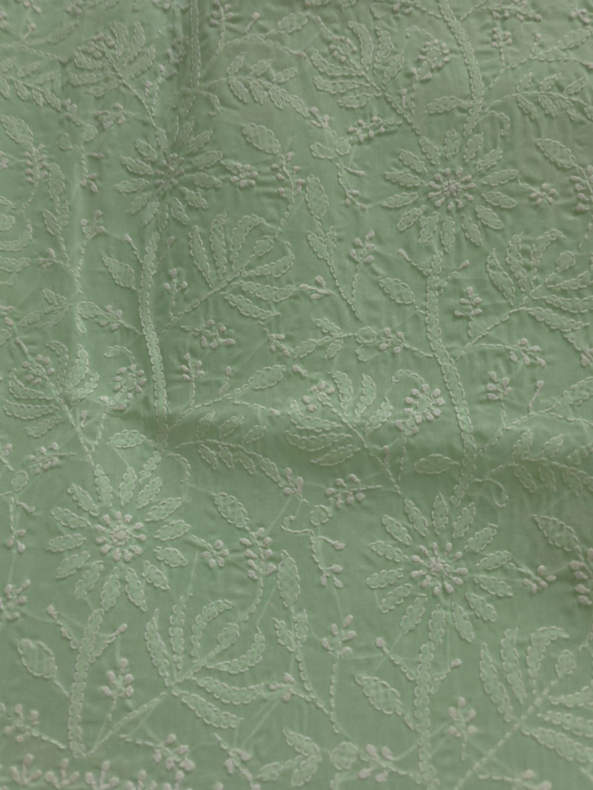 Mint Green Cotton Fine work chikankari jaalwork kurta fabric