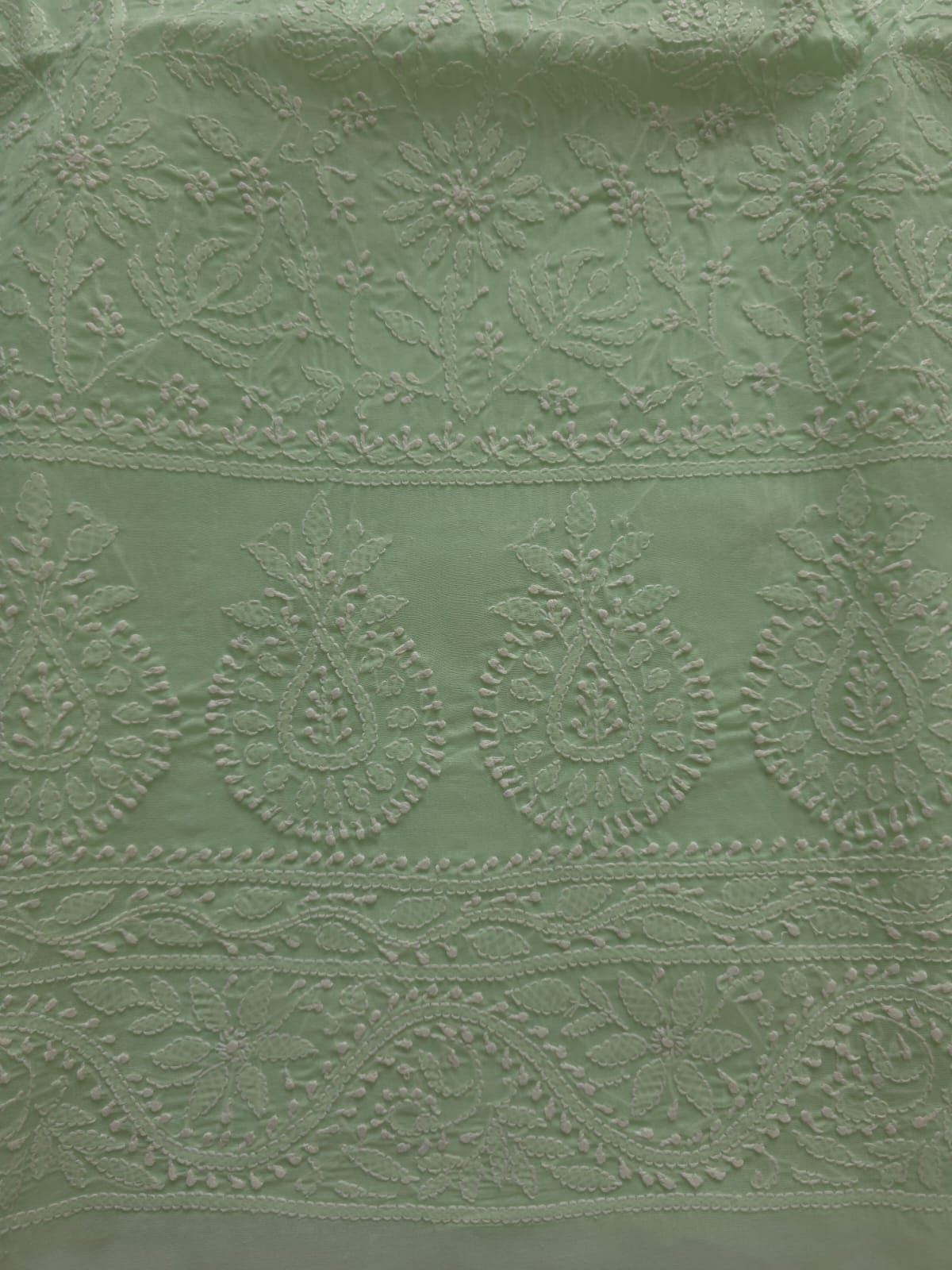 Mint Green Cotton Fine work chikankari jaalwork kurta fabric