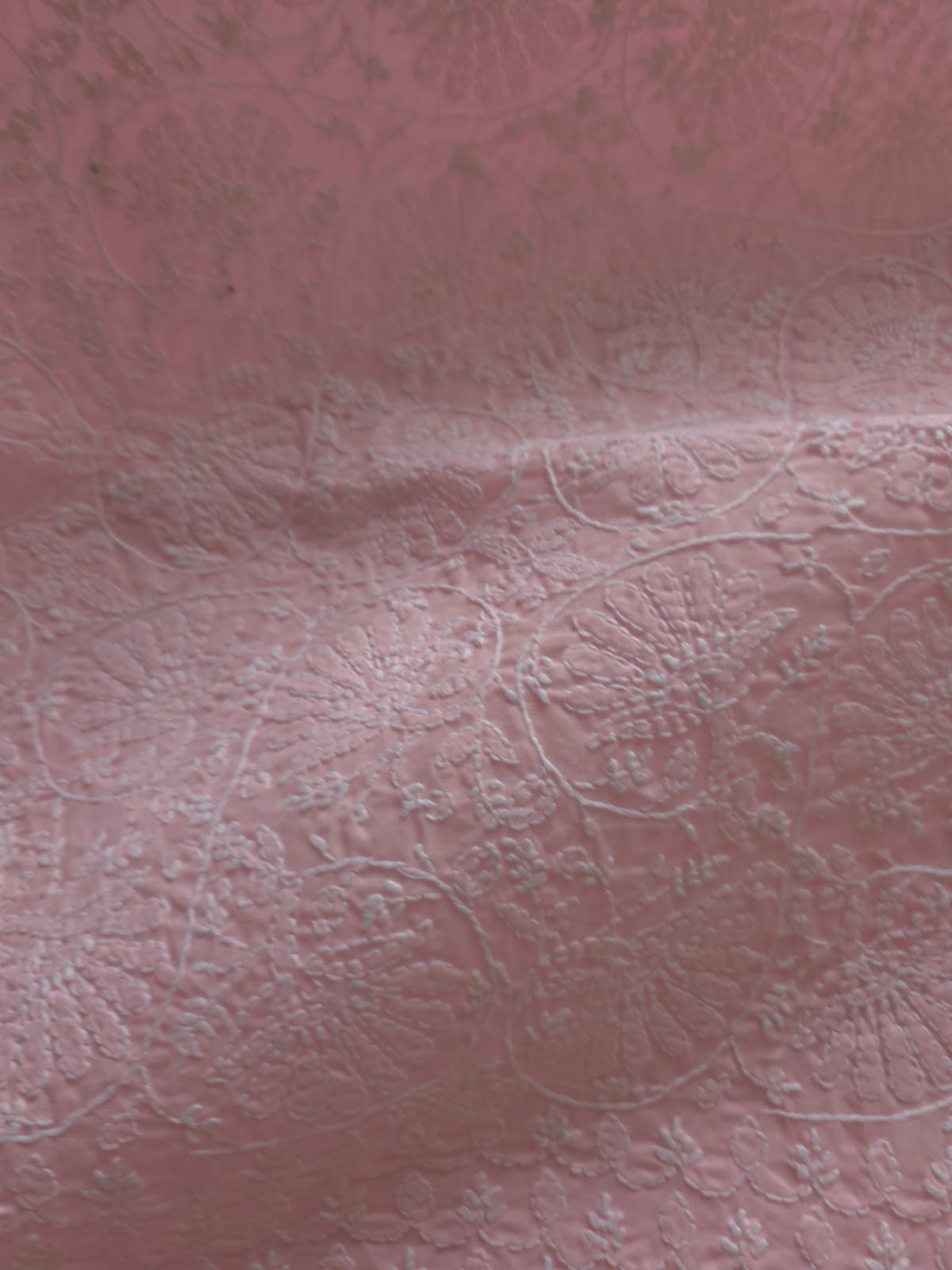 Baby Pink cotton fine chikankari kurta fabric