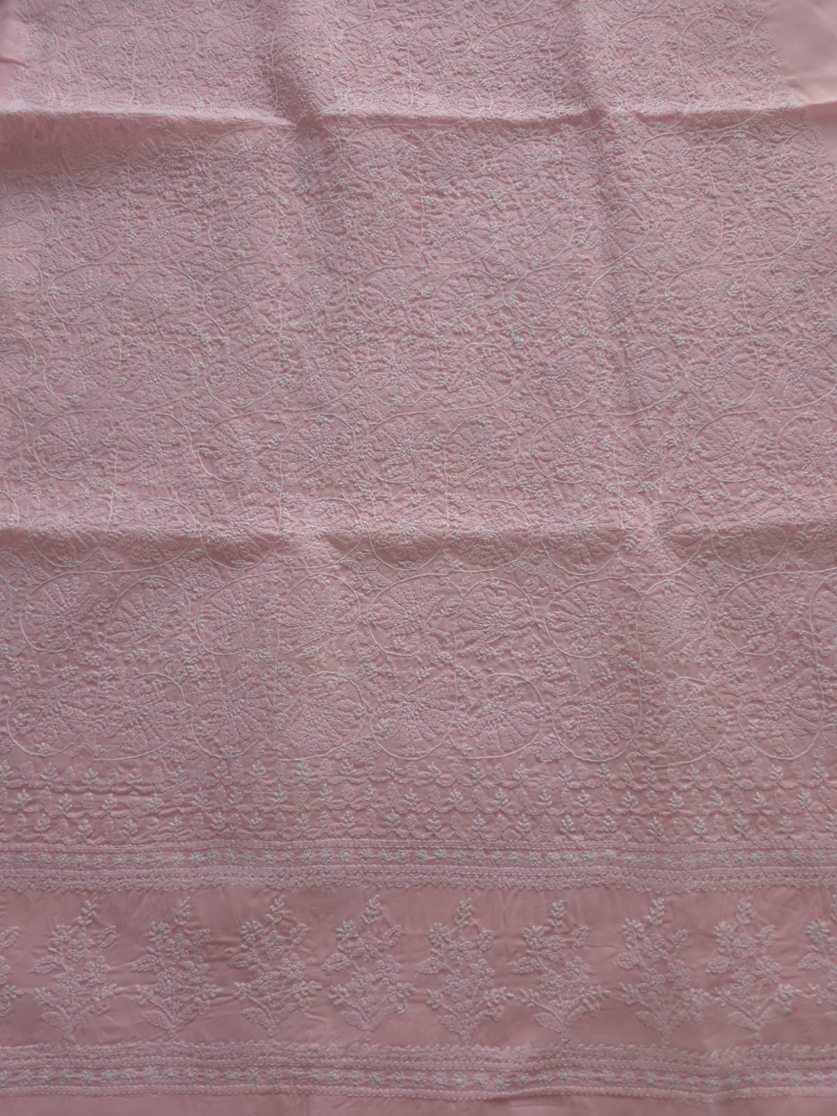 Baby Pink cotton fine chikankari kurta fabric