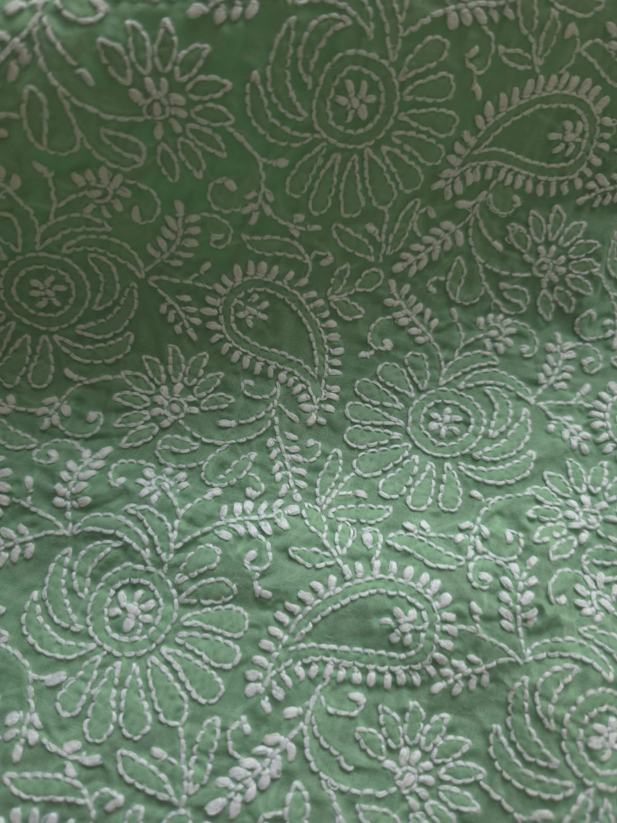 Green Cotton Fine chikankari jaalwork kurta material