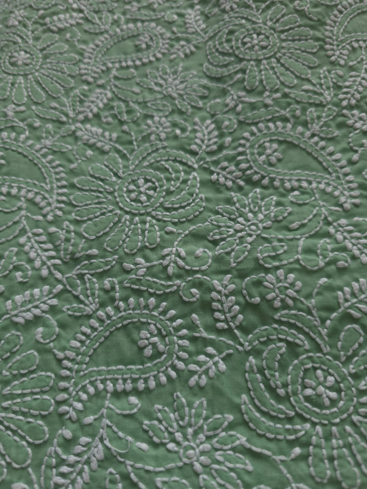 Green Cotton Fine chikankari jaalwork kurta material