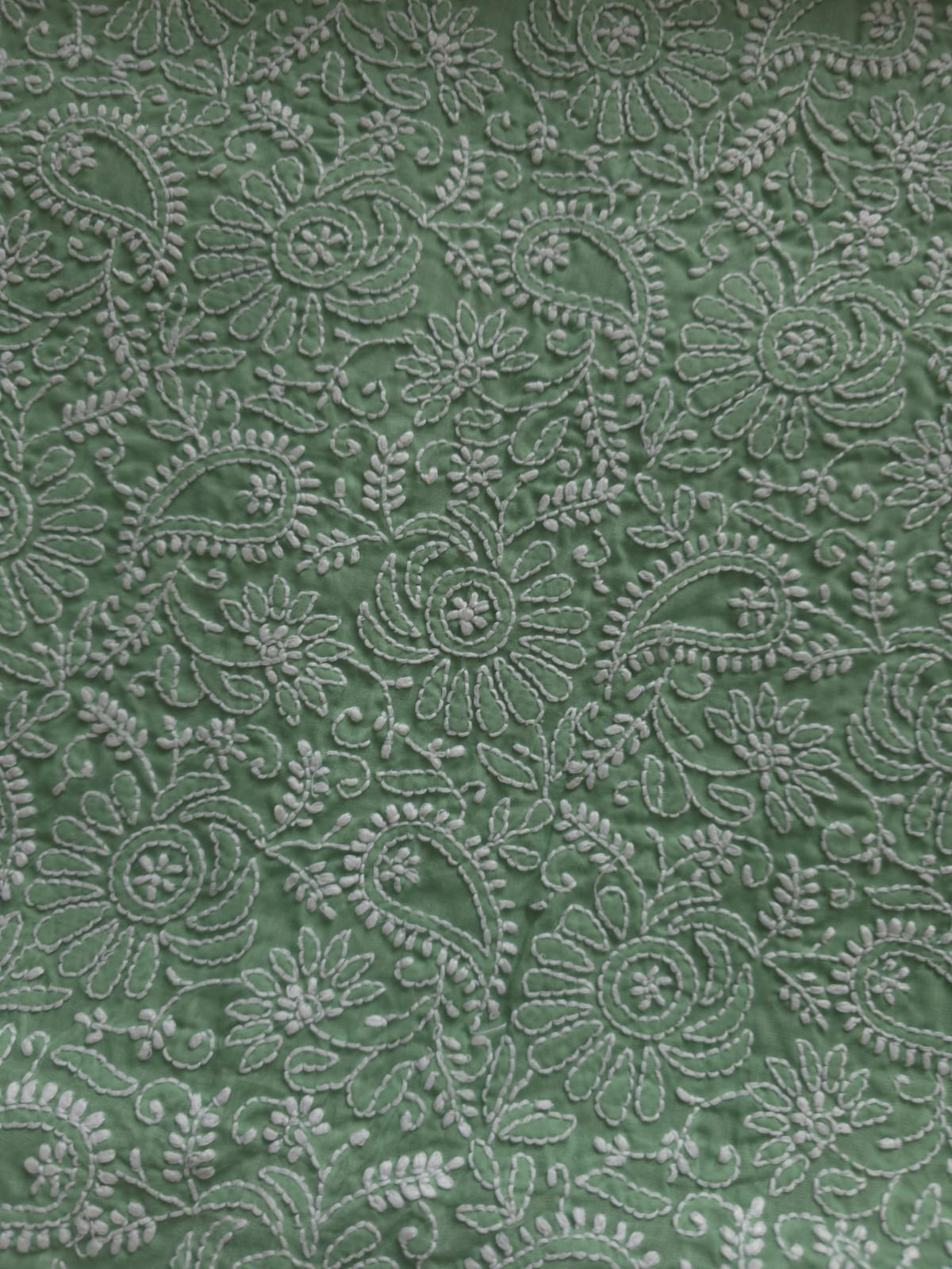 Green Cotton Fine chikankari jaalwork kurta material