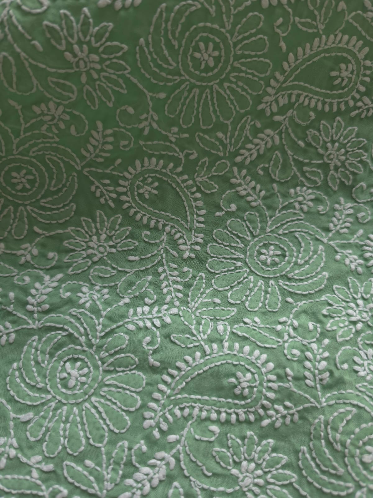 Green Cotton Fine chikankari jaalwork kurta material