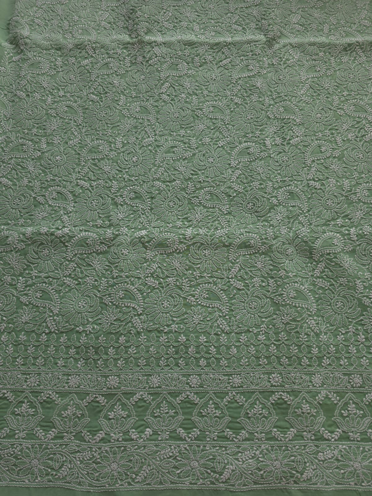 Green Cotton Fine chikankari jaalwork kurta material