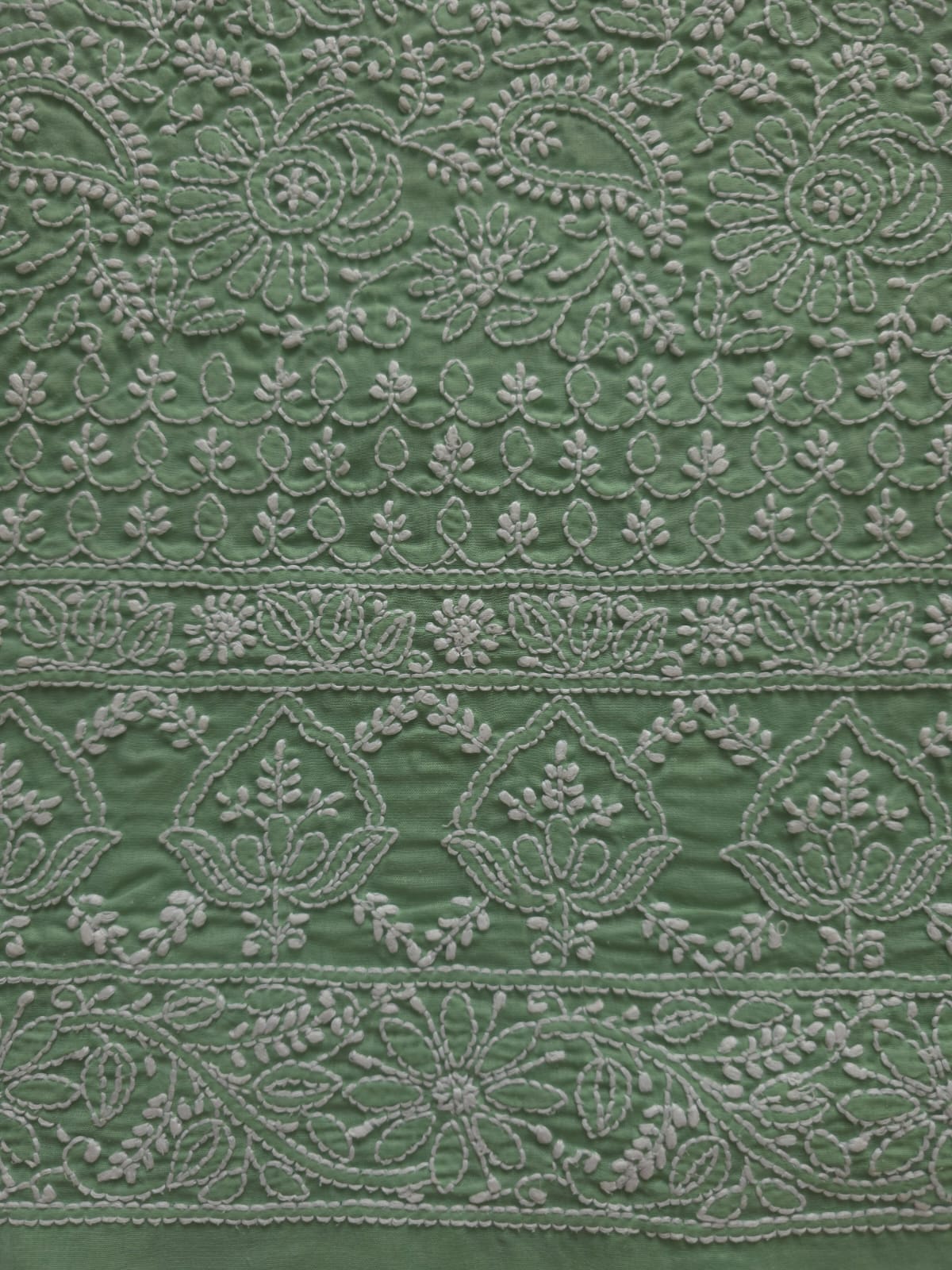 Green Cotton Fine chikankari jaalwork kurta material