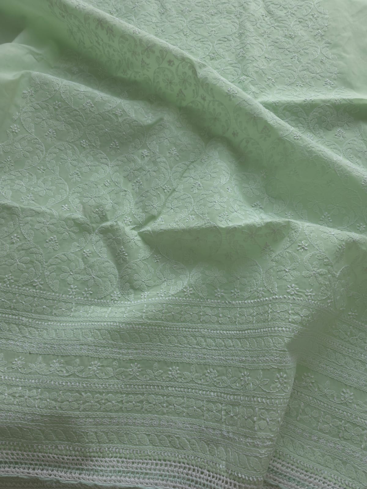 Sage Green Cotton Full set with chikankari