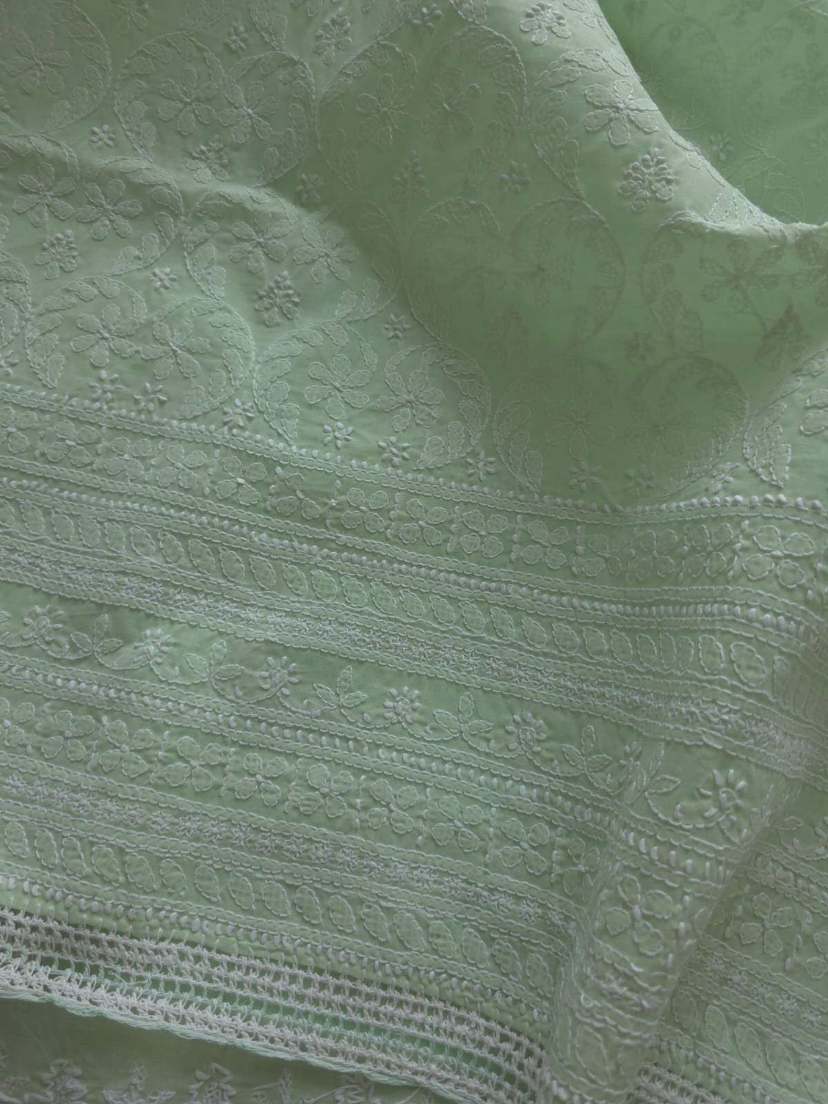 Sage Green Cotton Full set with chikankari