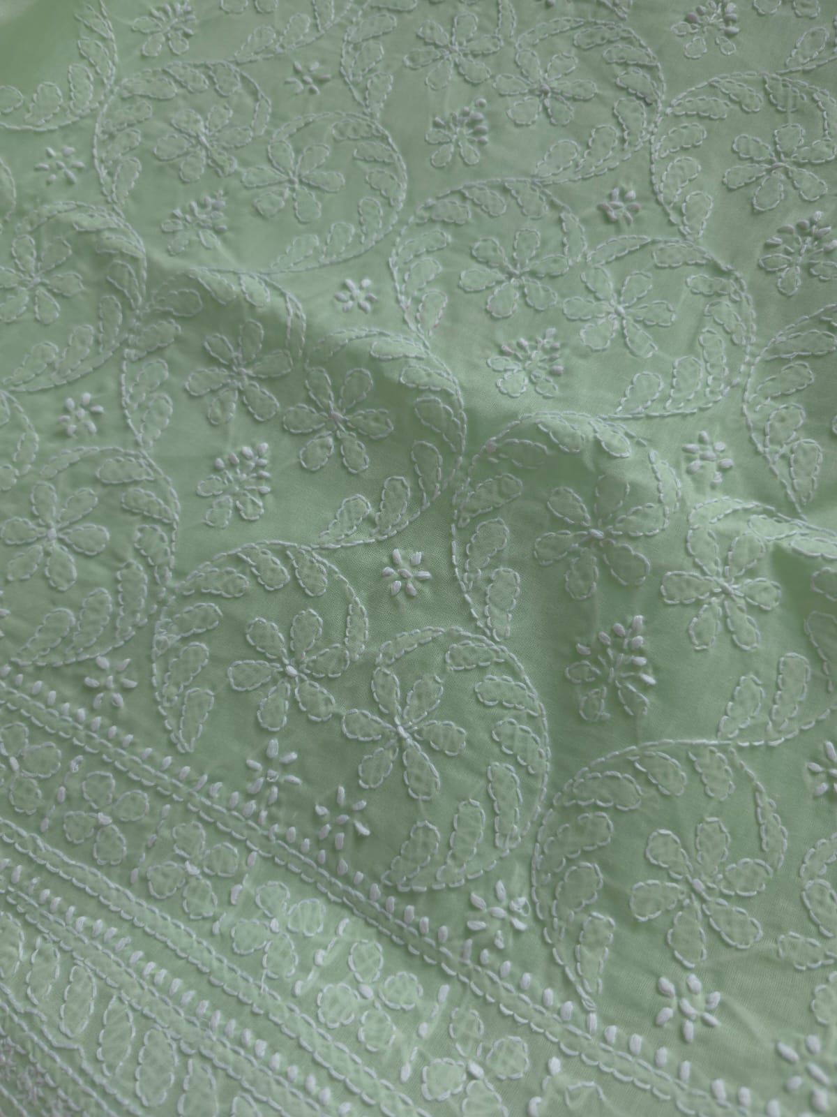Sage Green Cotton Full set with chikankari
