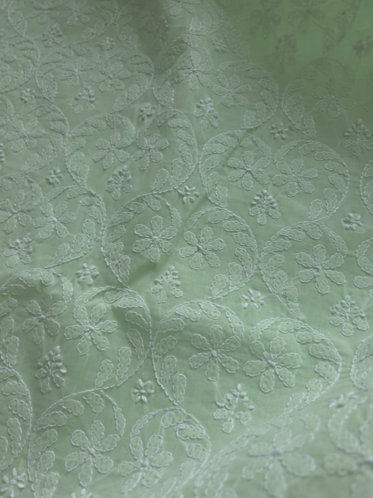 Sage Green Cotton Full set with chikankari