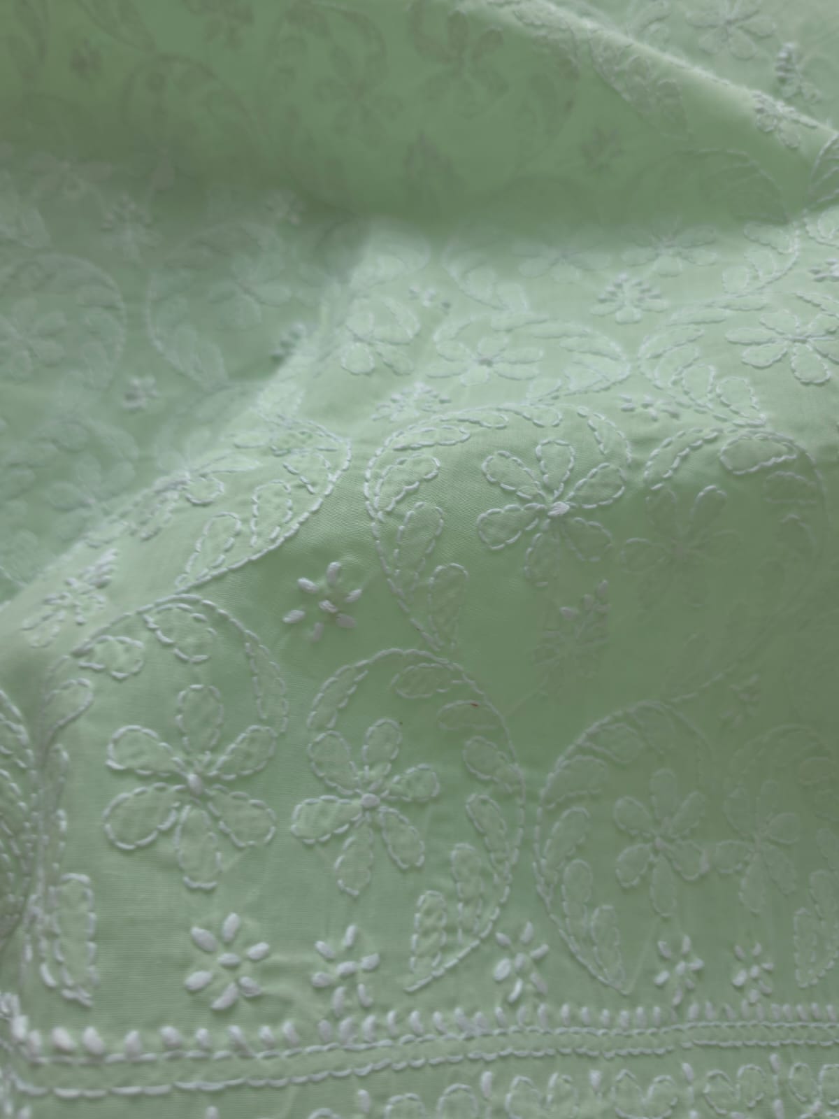 Sage Green Cotton Full set with chikankari