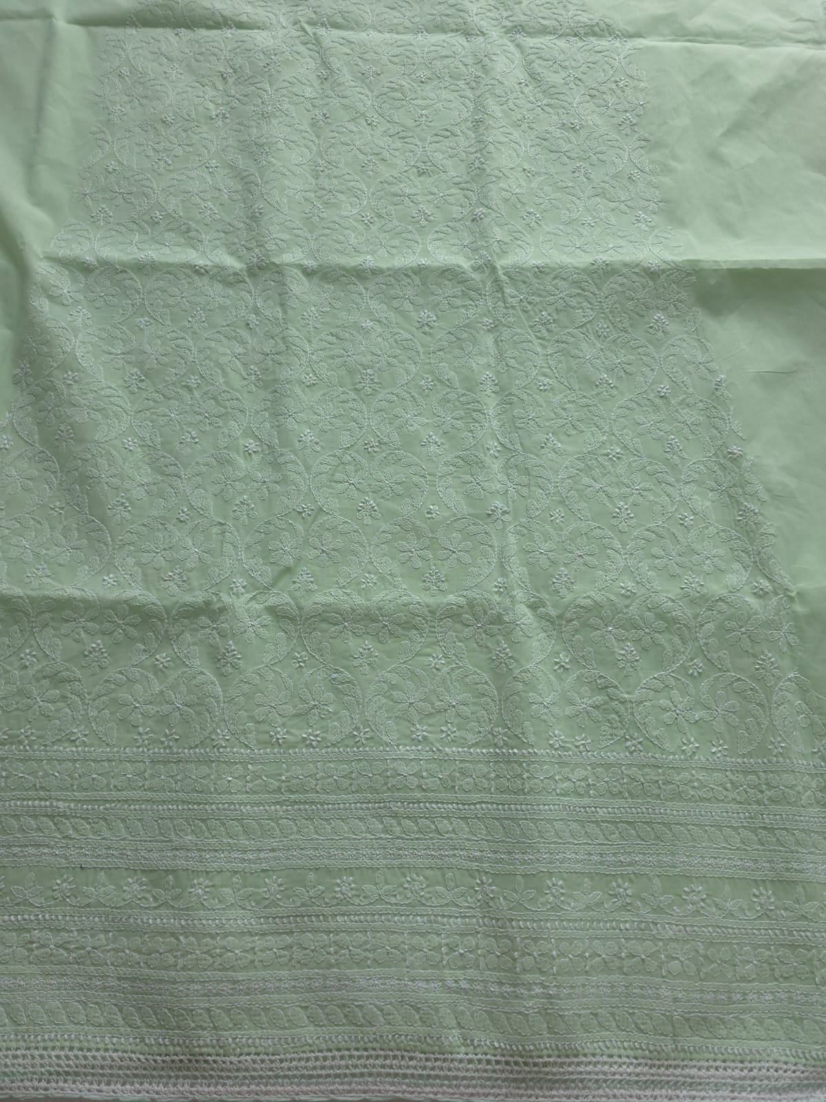 Sage Green Cotton Full set with chikankari