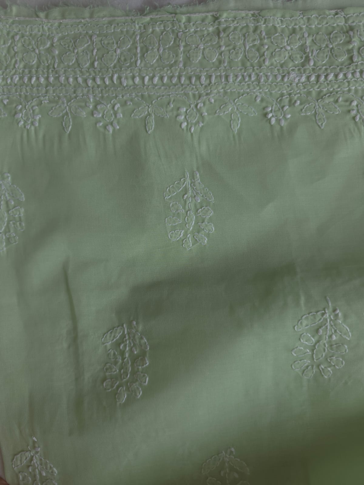 Sage Green Cotton Full set with chikankari