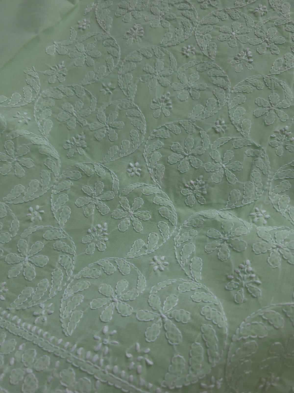 Sage Green Cotton Full set with chikankari