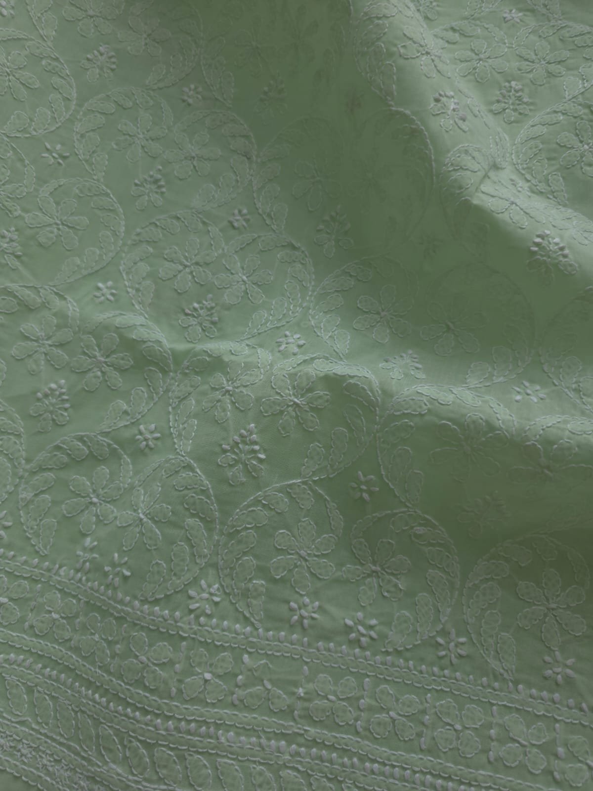 Sage Green Cotton Full set with chikankari
