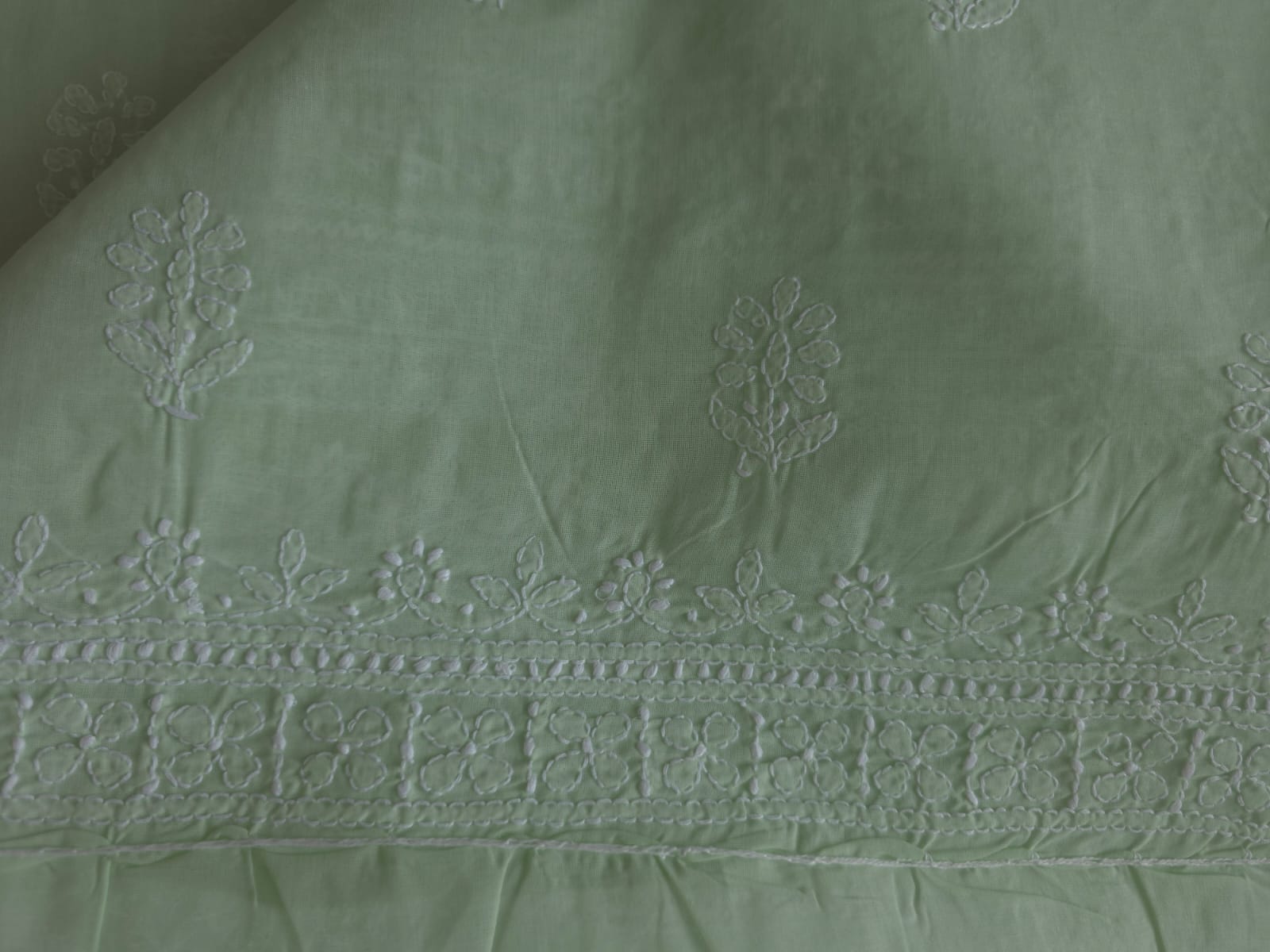 Sage Green Cotton Full set with chikankari