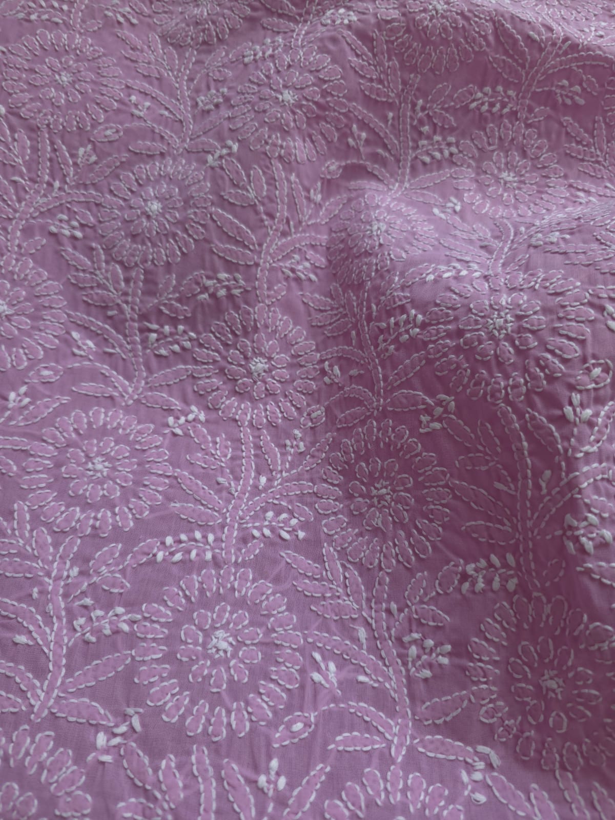 Lilac cotton full suit with Fine Chikankari
