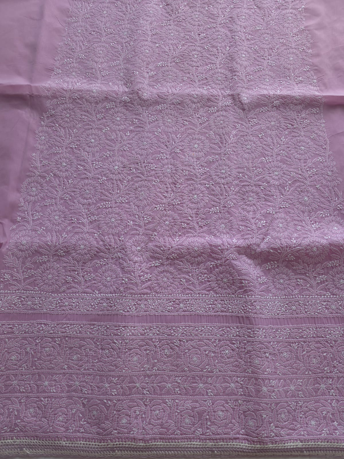 Lilac cotton full suit with Fine Chikankari