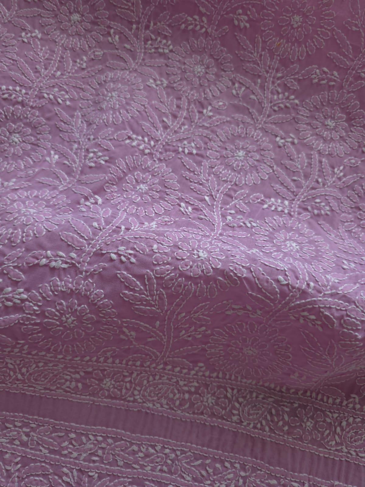 Lilac cotton full suit with Fine Chikankari