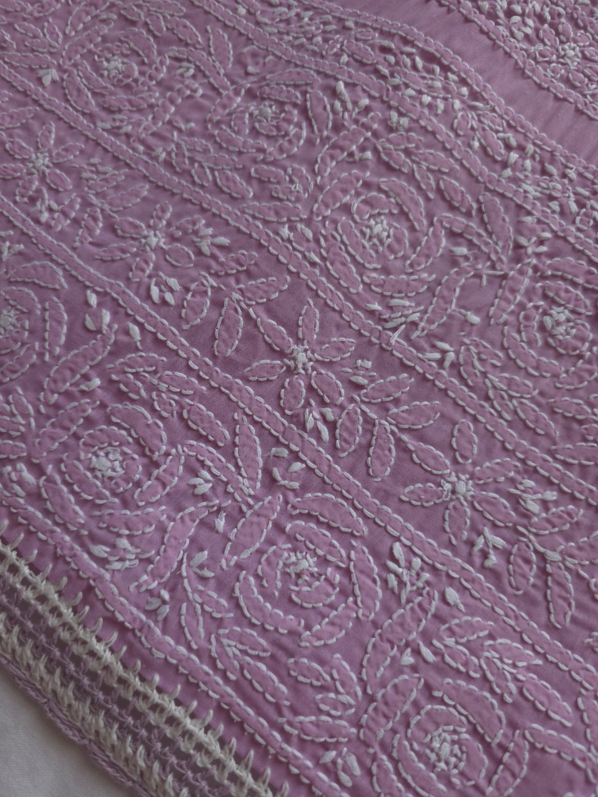 Lilac cotton full suit with Fine Chikankari