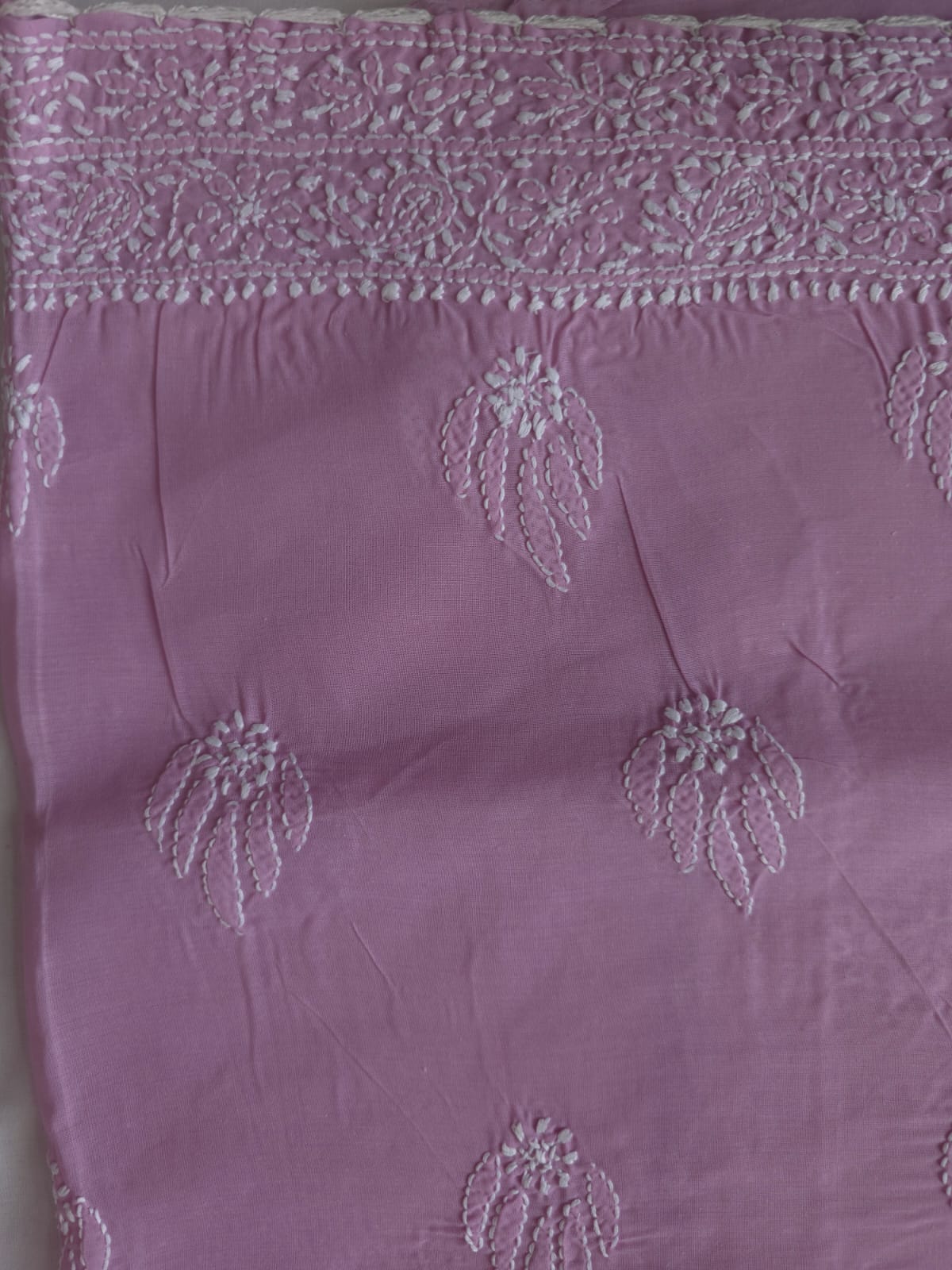 Lilac cotton full suit with Fine Chikankari