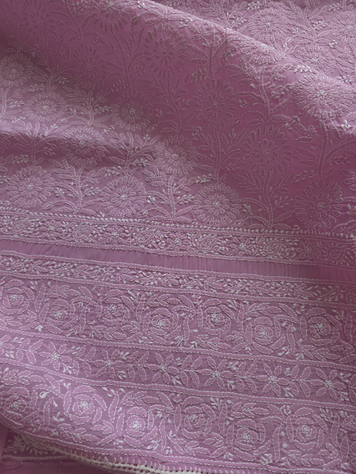 Lilac cotton full suit with Fine Chikankari