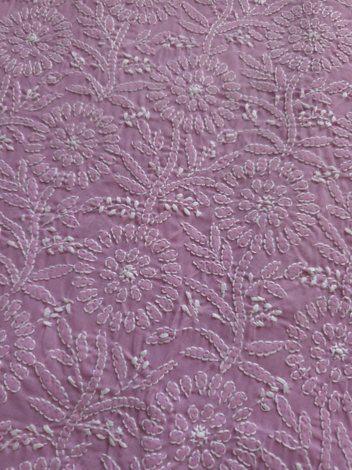 Lilac cotton full suit with Fine Chikankari