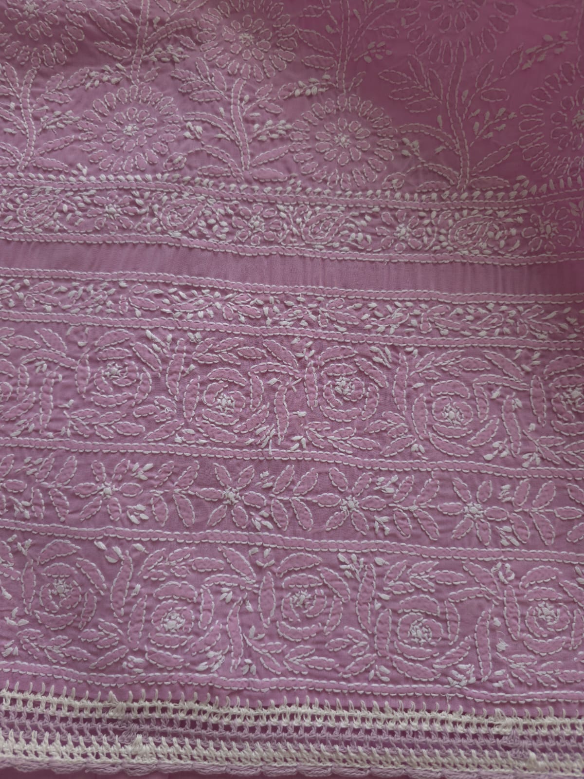 Lilac cotton full suit with Fine Chikankari