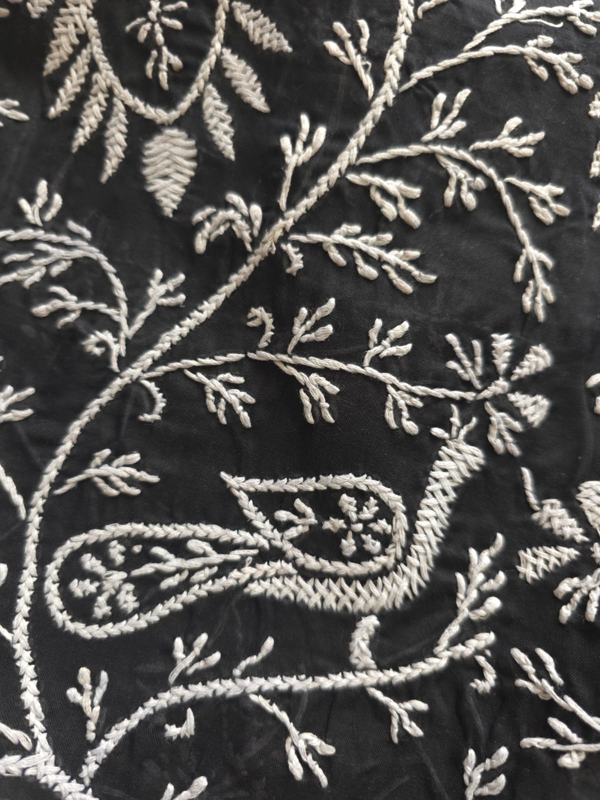 Black Cotton Full suit with fine White chikankari