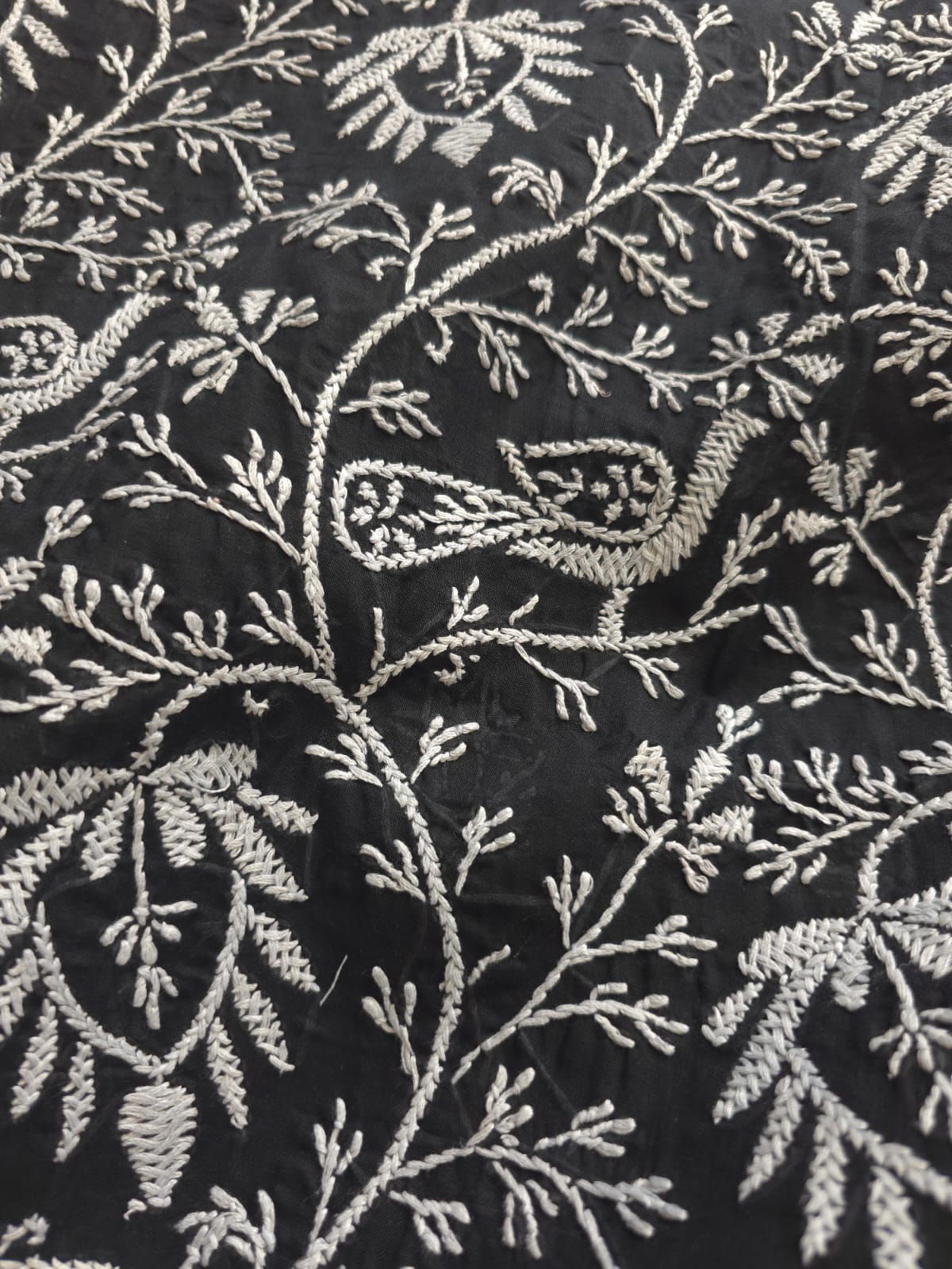 Black Cotton Full suit with fine White chikankari