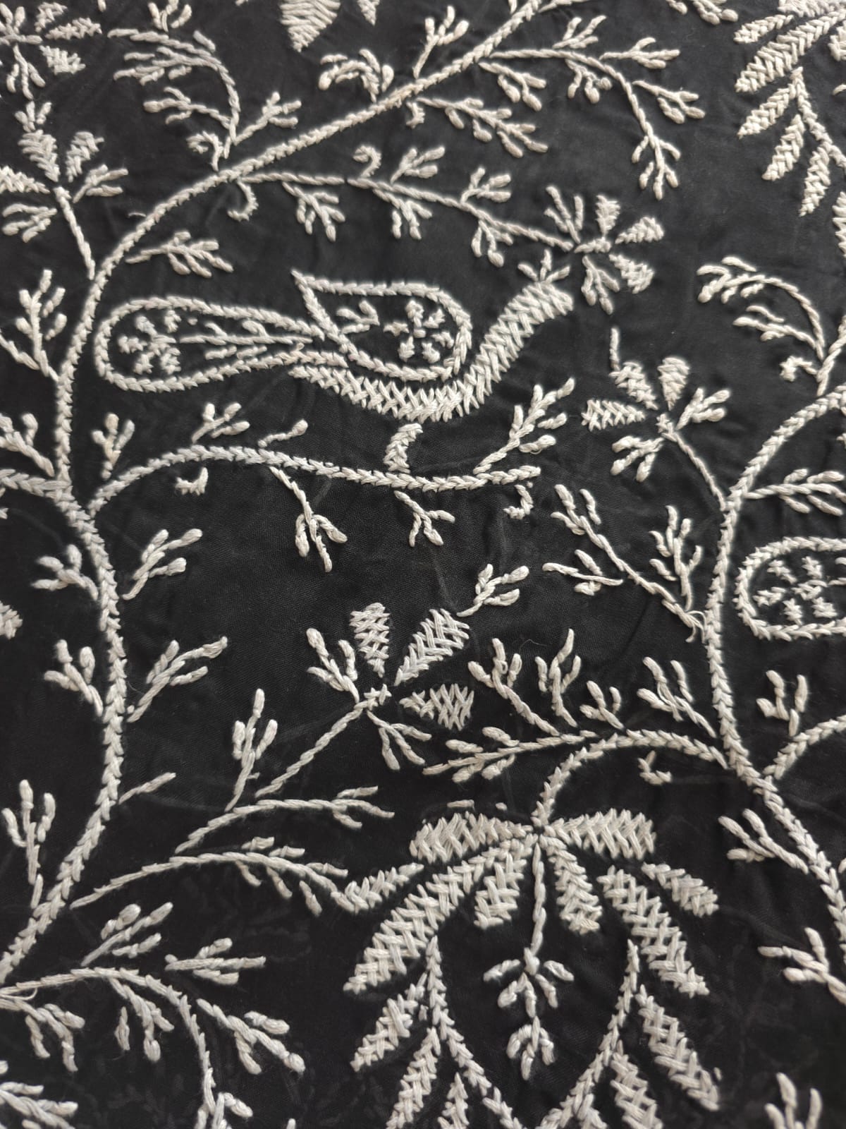 Black Cotton Full suit with fine White chikankari