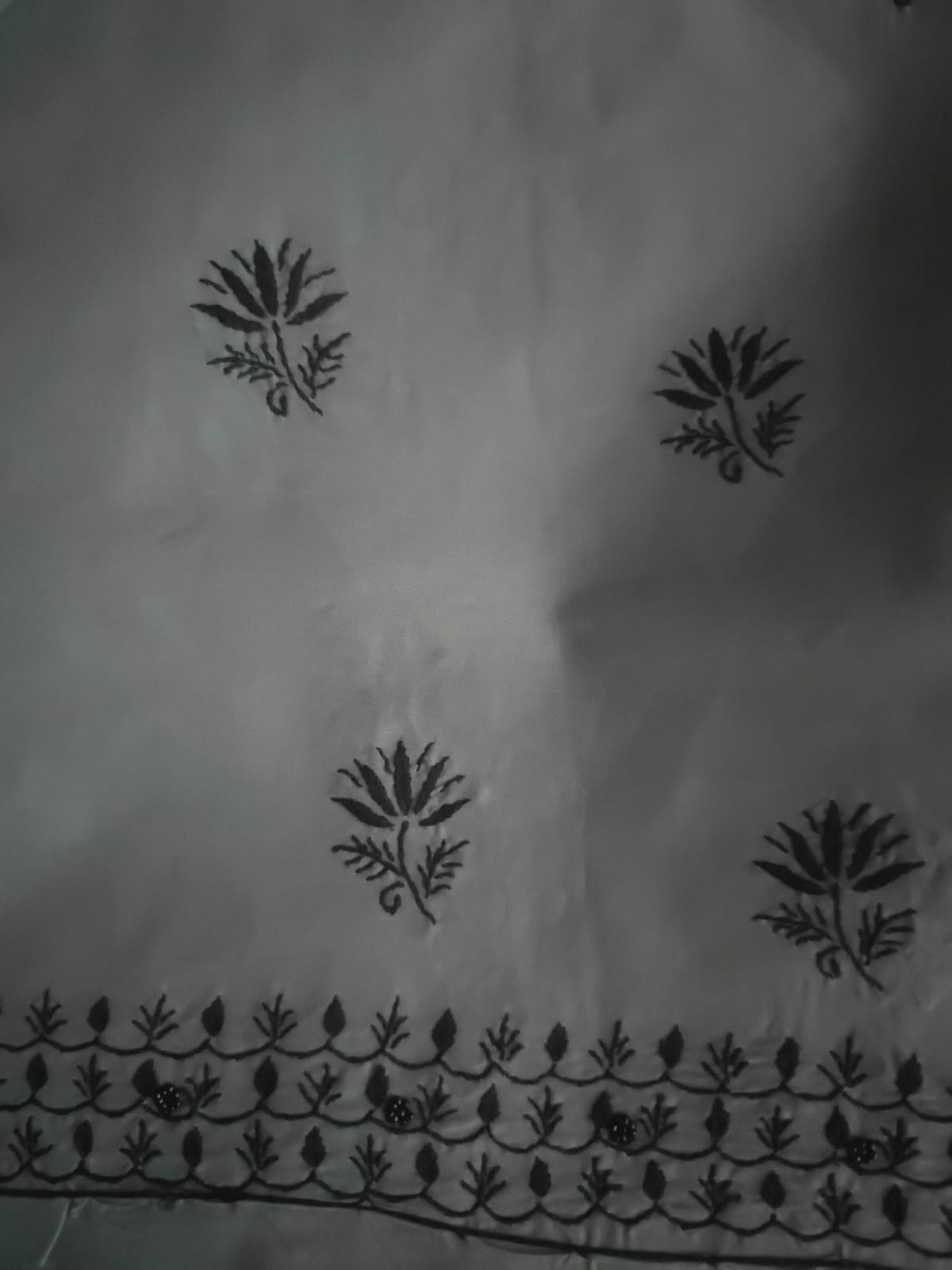 Grey and Black cotton full set with chikanakari and heavy add on