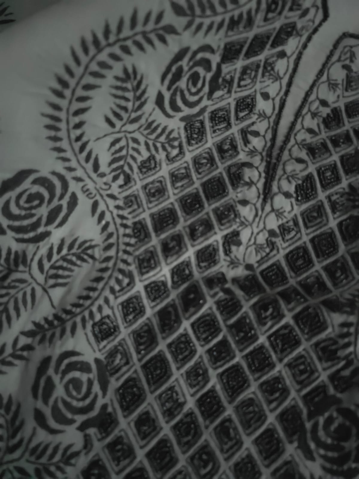 Grey and Black cotton full set with chikanakari and heavy add on