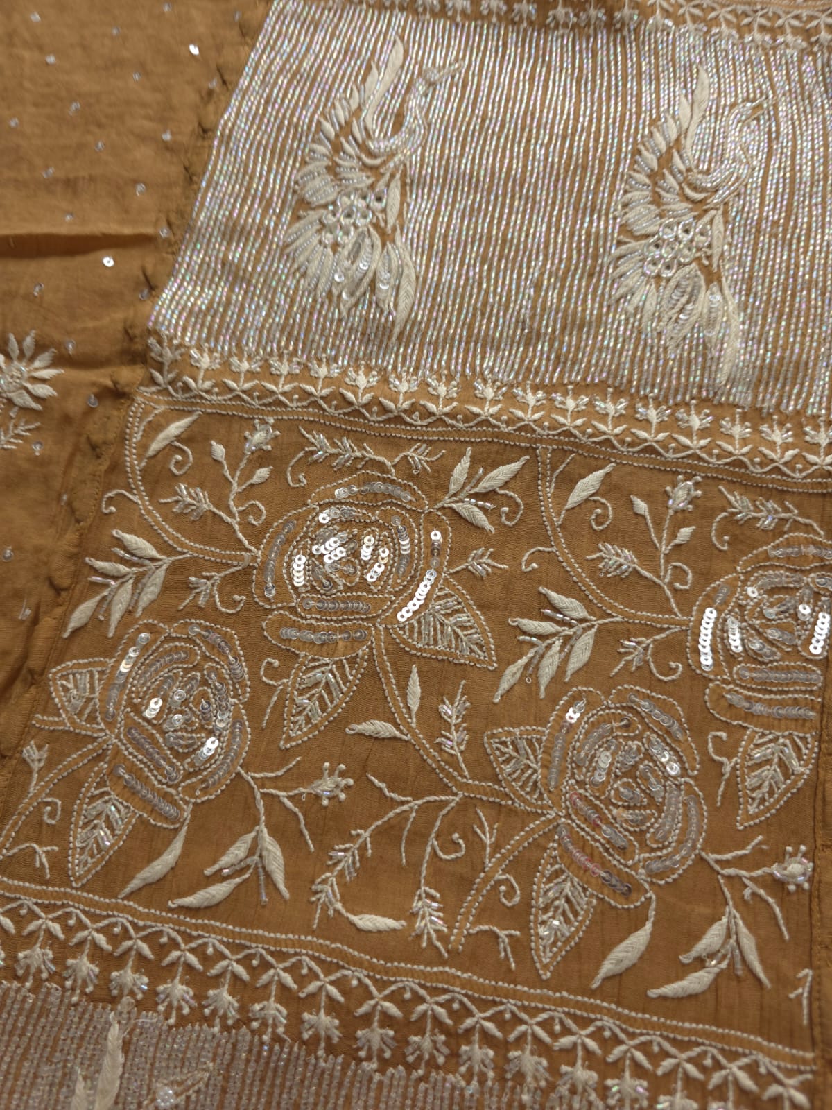 Brown Mul Chanderi Semi Stitched with Fine Chikankari and add on