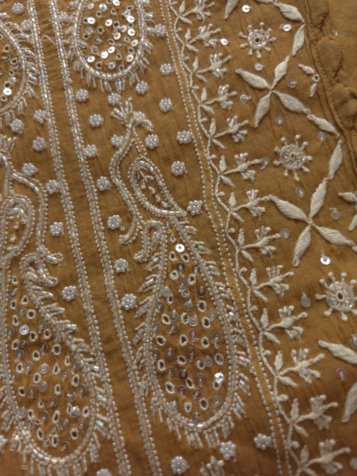 Brown Mul Chanderi Semi Stitched with Fine Chikankari and add on