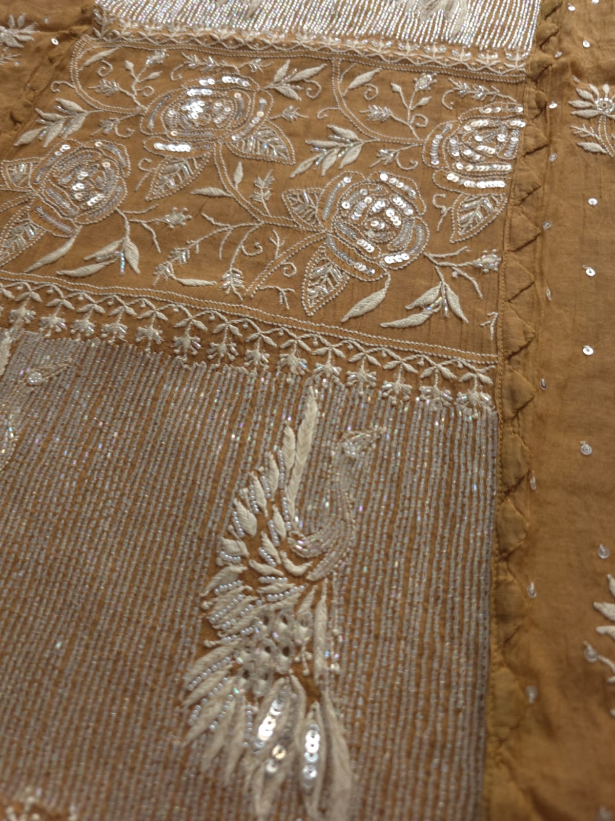 Brown Mul Chanderi Semi Stitched with Fine Chikankari and add on