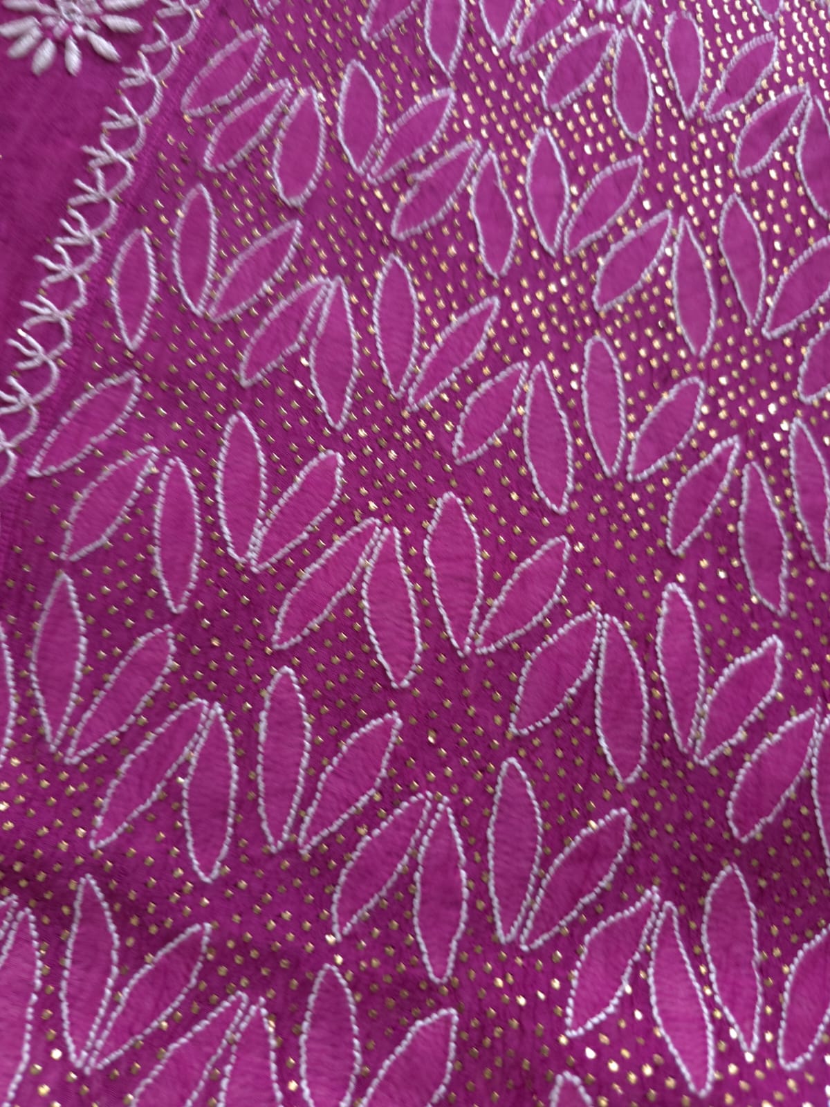 Wine Color Mul chanderi kurta and dupatta with front and back same handwork with mukaish