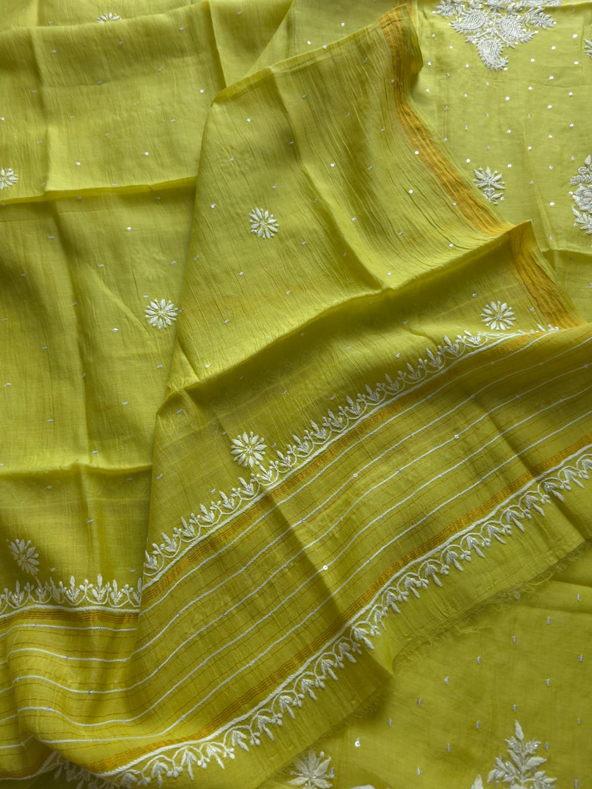 Green Mul chanderi Unstitched kurta and dupatta set