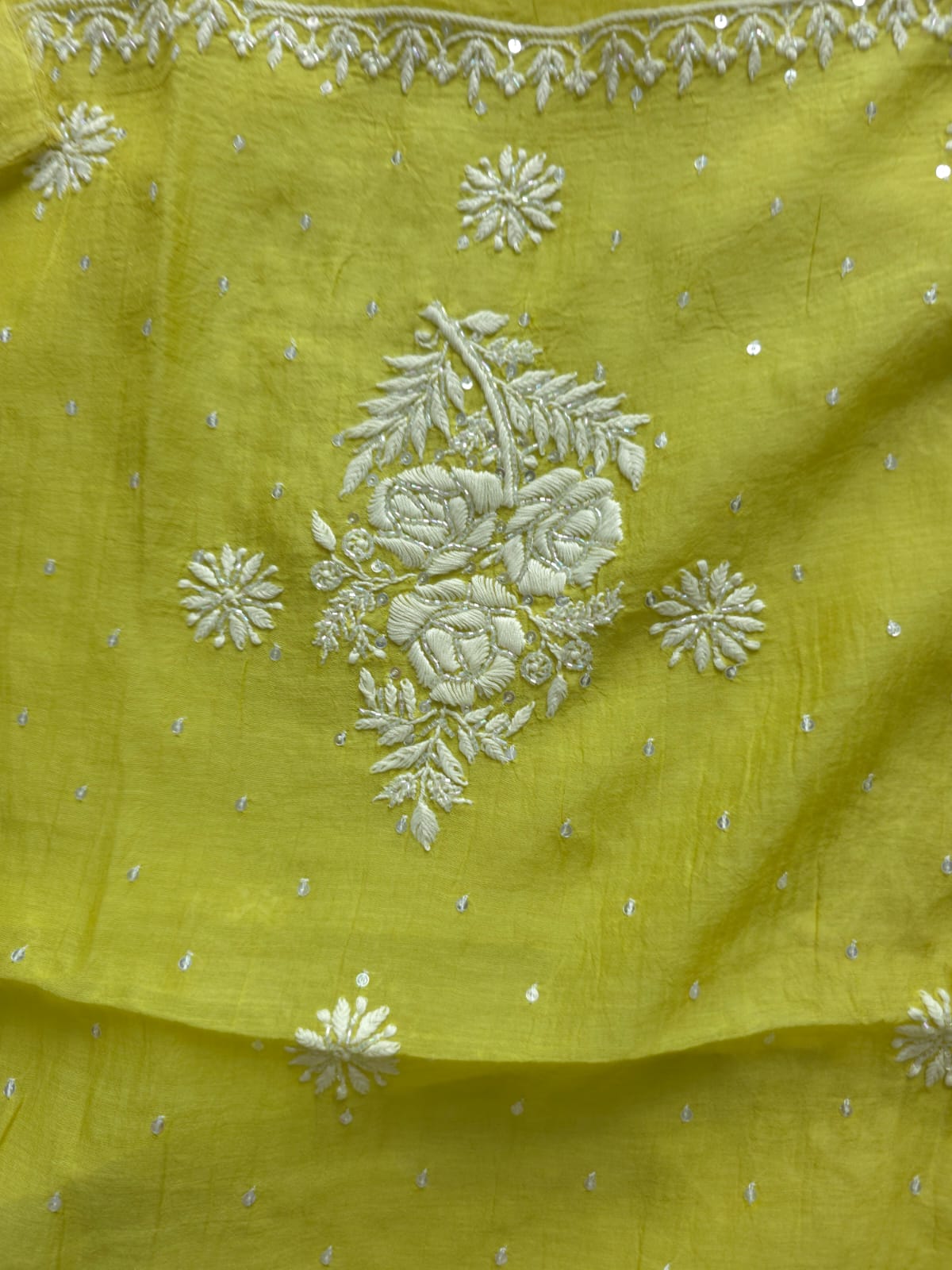 Green Mul chanderi Unstitched kurta and dupatta set