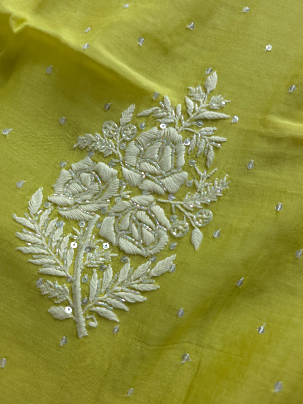 Green Mul chanderi Unstitched kurta and dupatta set