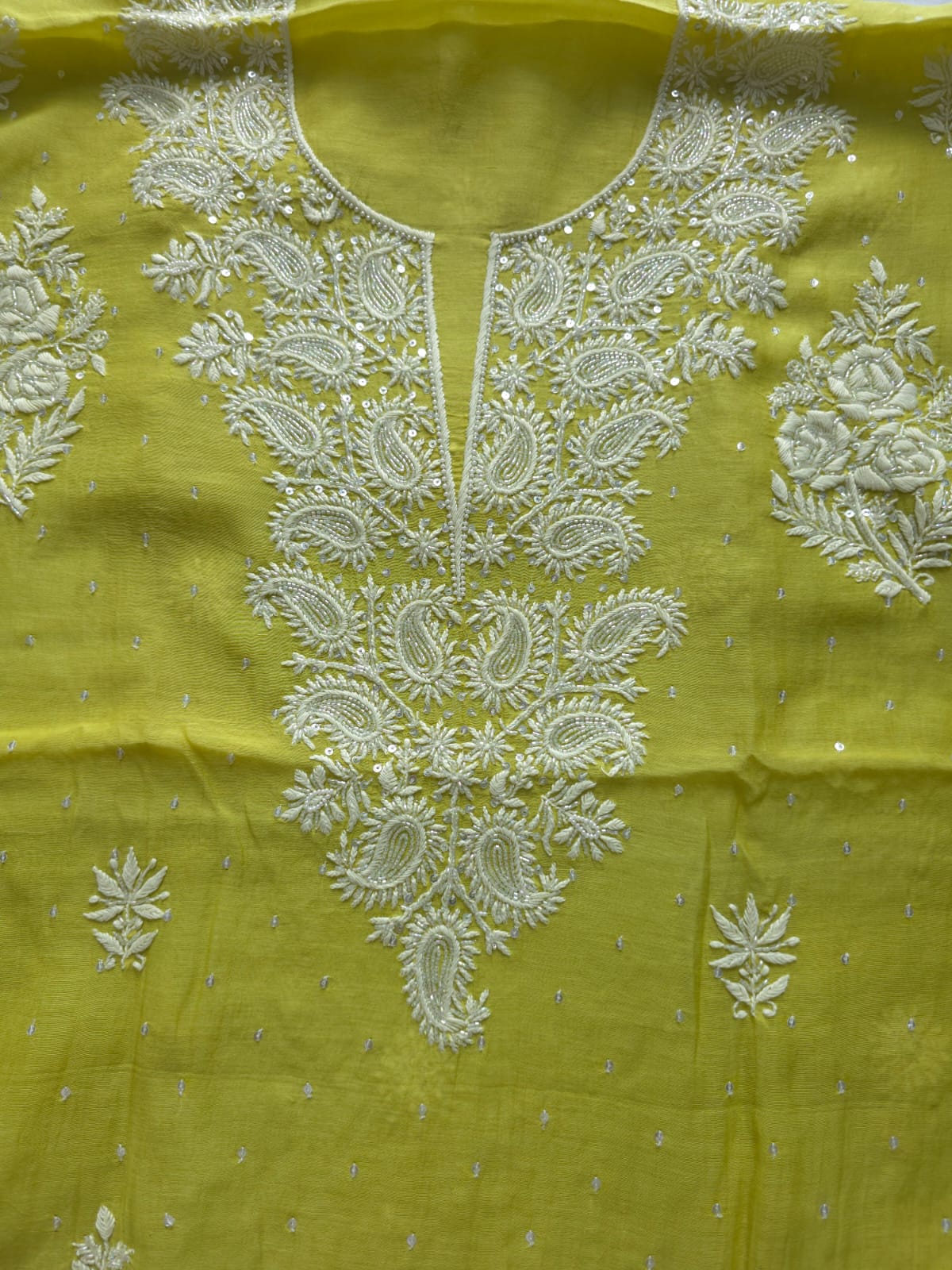 Green Mul chanderi Unstitched kurta and dupatta set