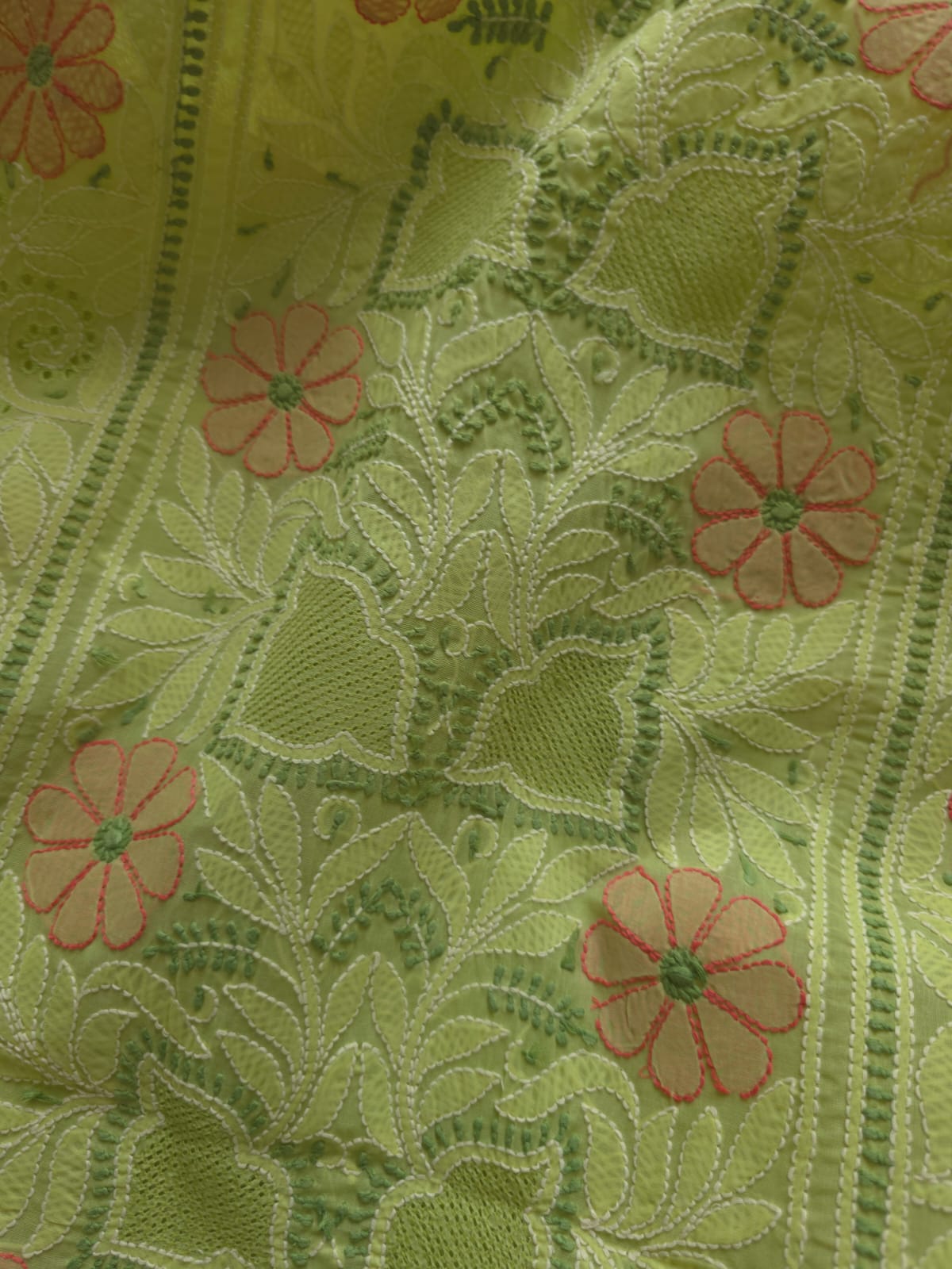 Green Cotton Full set with extremely fine handwork and Jaaliwork