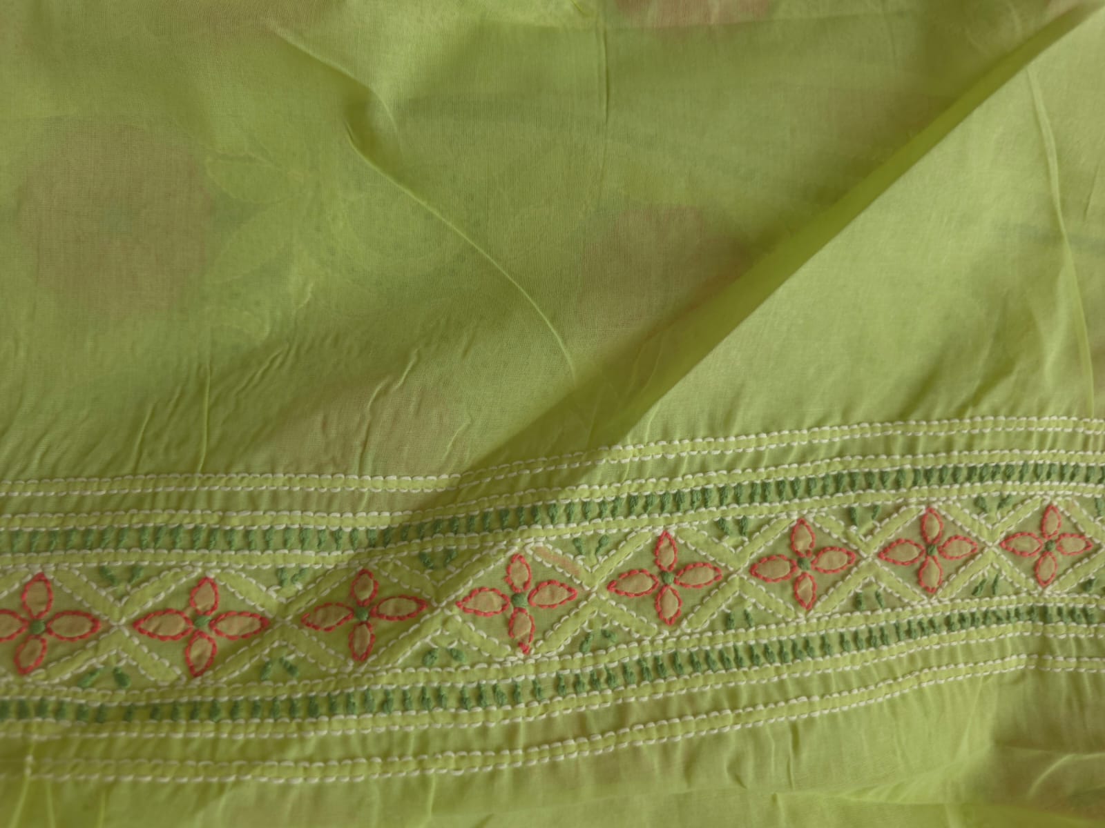 Green Cotton Full set with extremely fine handwork and Jaaliwork