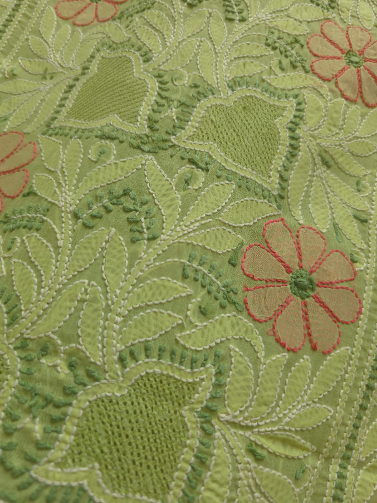 Green Cotton Full set with extremely fine handwork and Jaaliwork