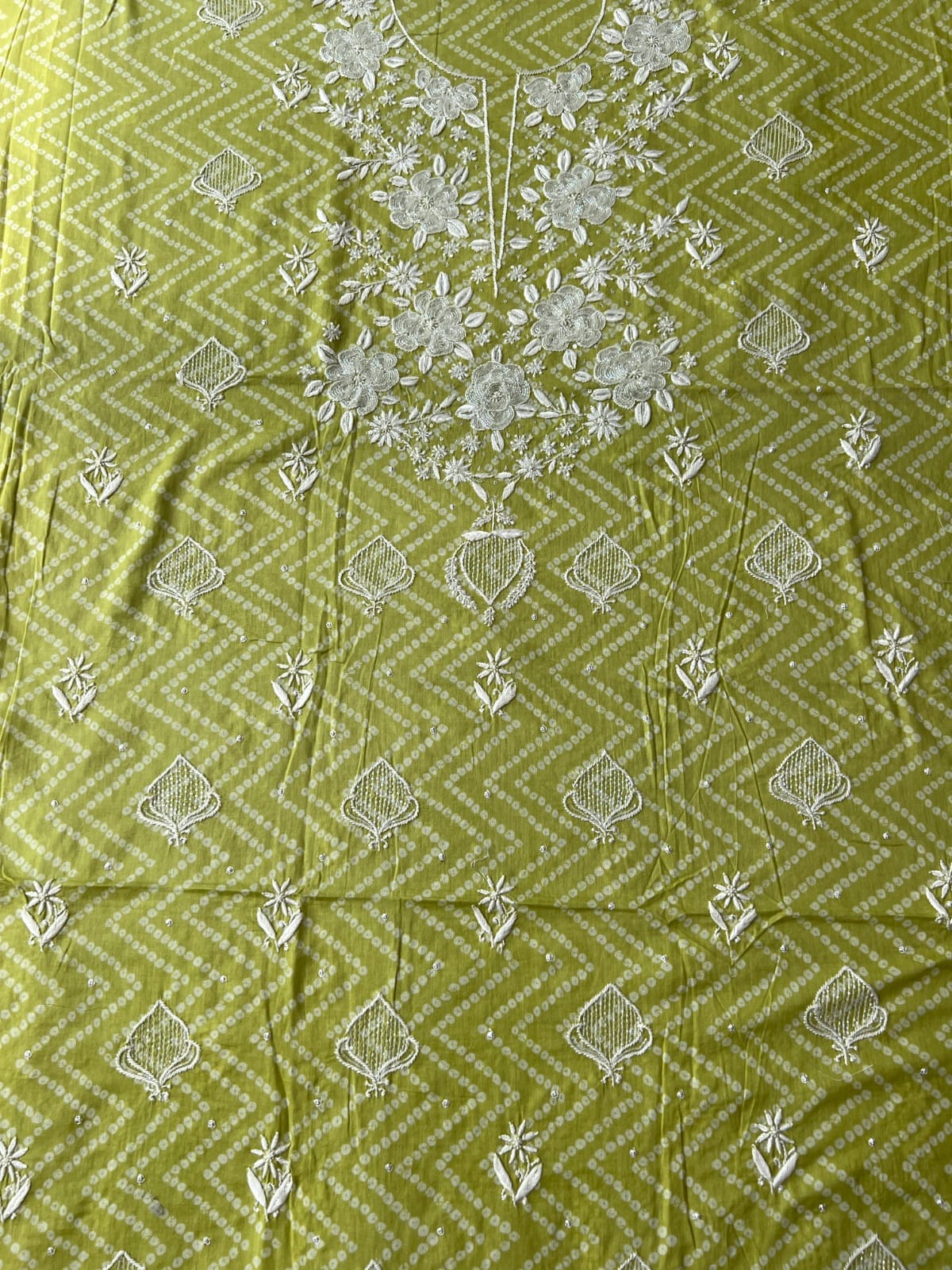 Malmal Cotton kurta fabric with Heavy Embellishments