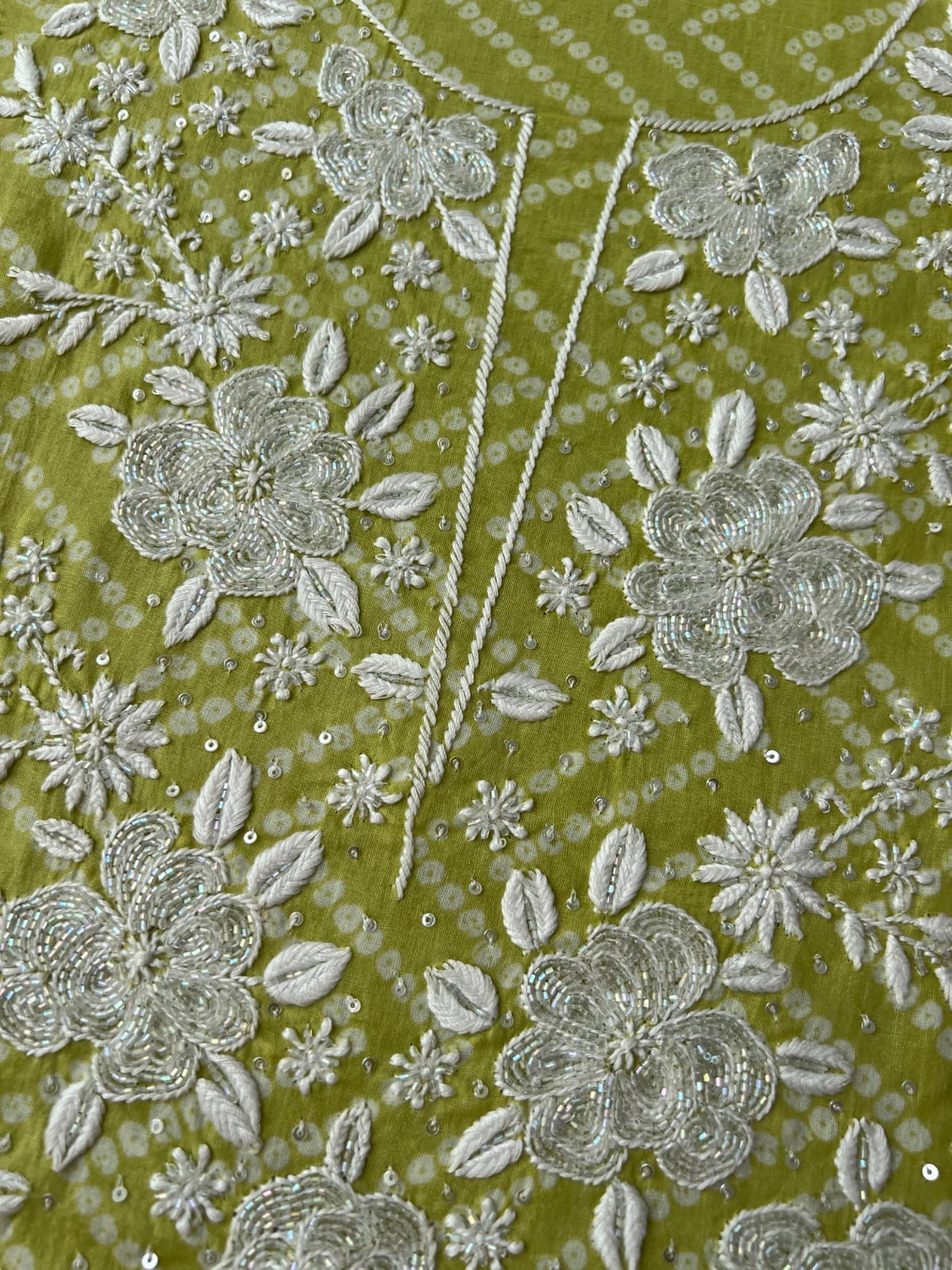 Malmal Cotton kurta fabric with Heavy Embellishments