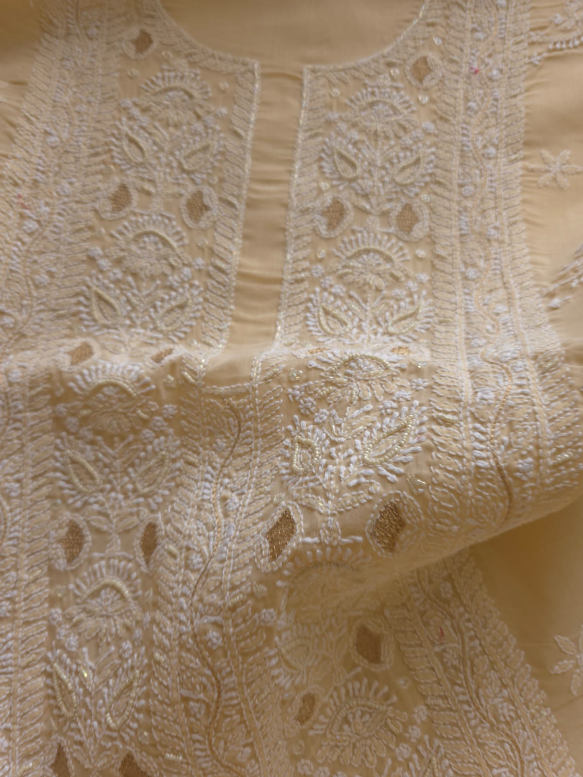 Beige Full suit with beautiful chikankari and add on