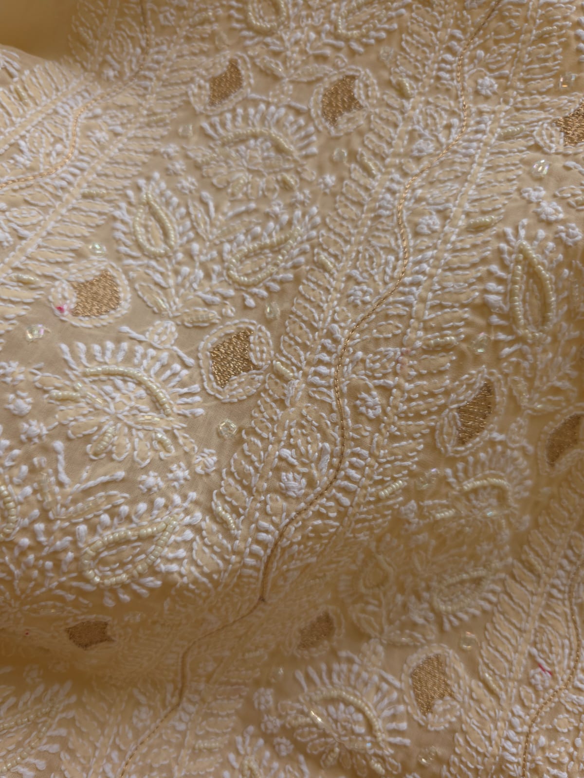 Beige Full suit with beautiful chikankari and add on